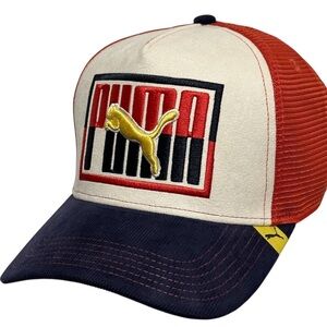 Puma Men's Trucker Cap - Navy/Red/White Snap Back    One Size